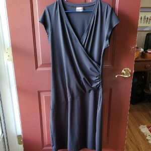 Athleta Black Midi Faux Wrap Dress